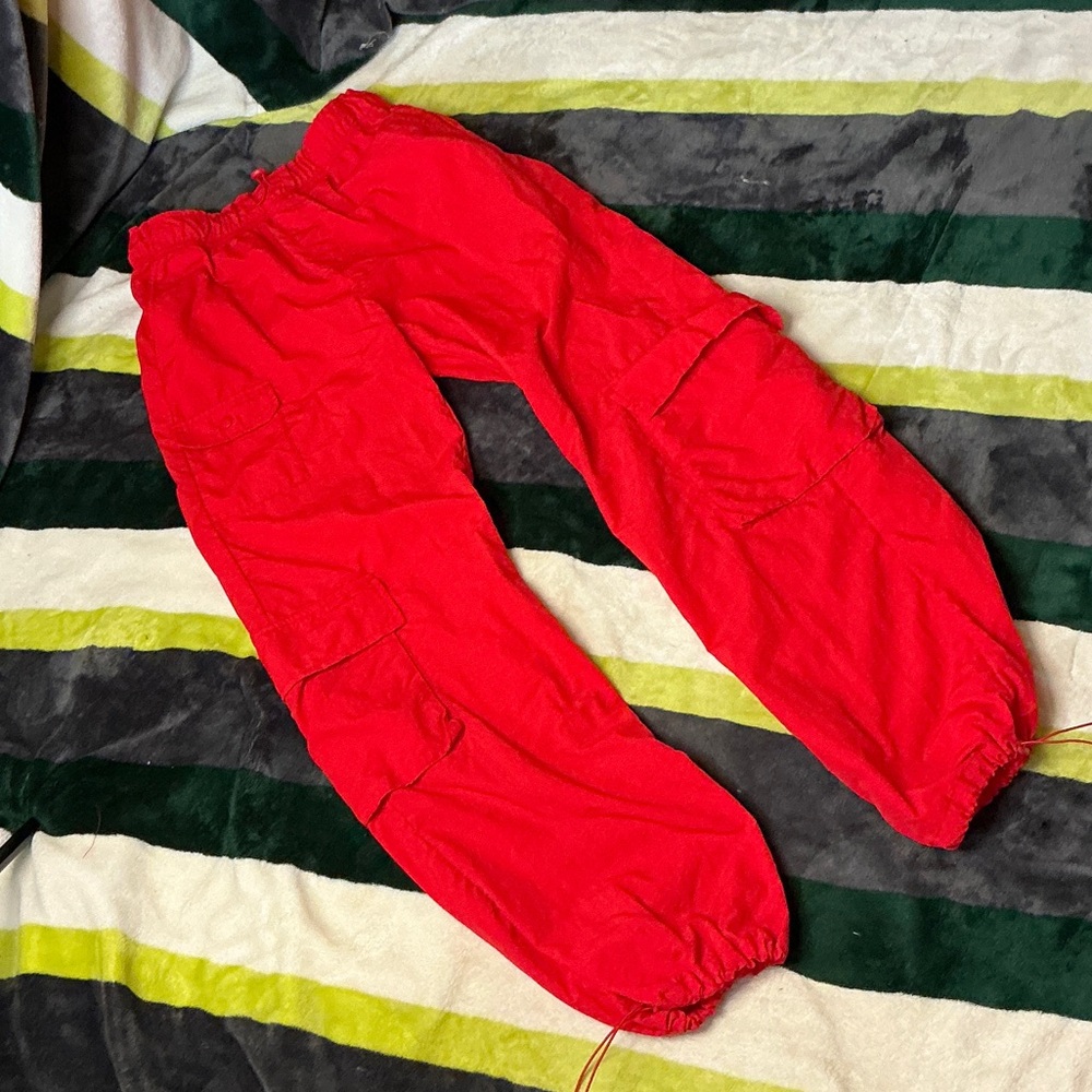 Love Tree Red Men’s Cargo Pants with Elastic Ankles Size S